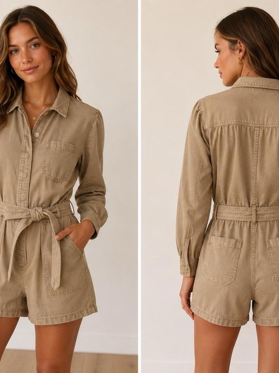Joe's Jeans Pants - Utility Tie-Waist Romper in Khaki